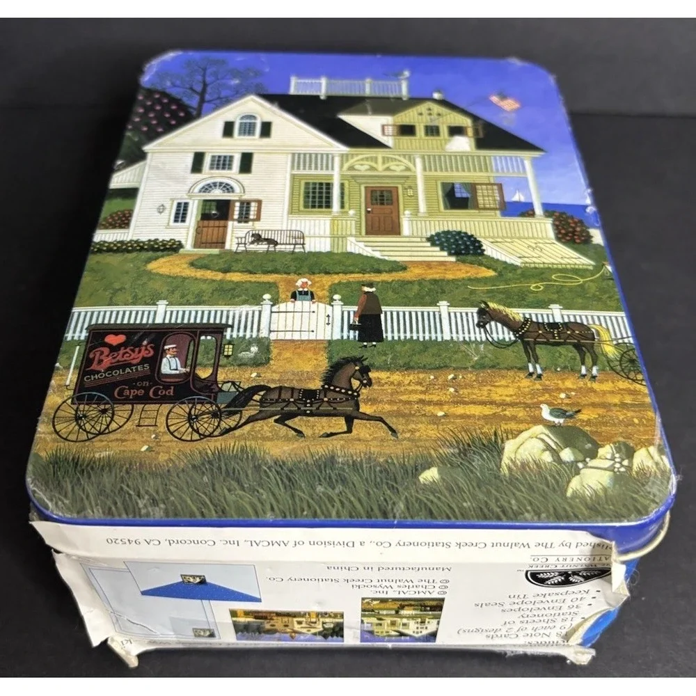 Charles Wysocki Stationery Set in Tin Note Cards Paper Walnut Creek Stationery